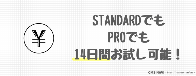 STANDARDでもPROでも14日間お試し可能