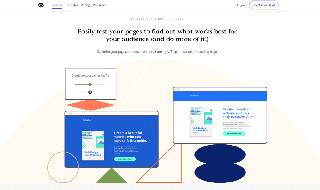 LeadpagesのABテスト紹介ページ