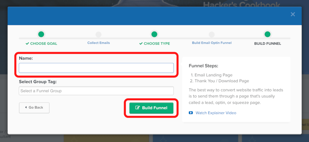 ClickFunnelsでメールリスト作成の名前入力