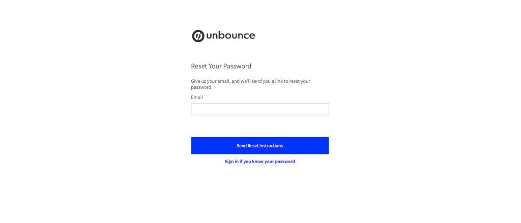 Unbounceのパスワード再設定