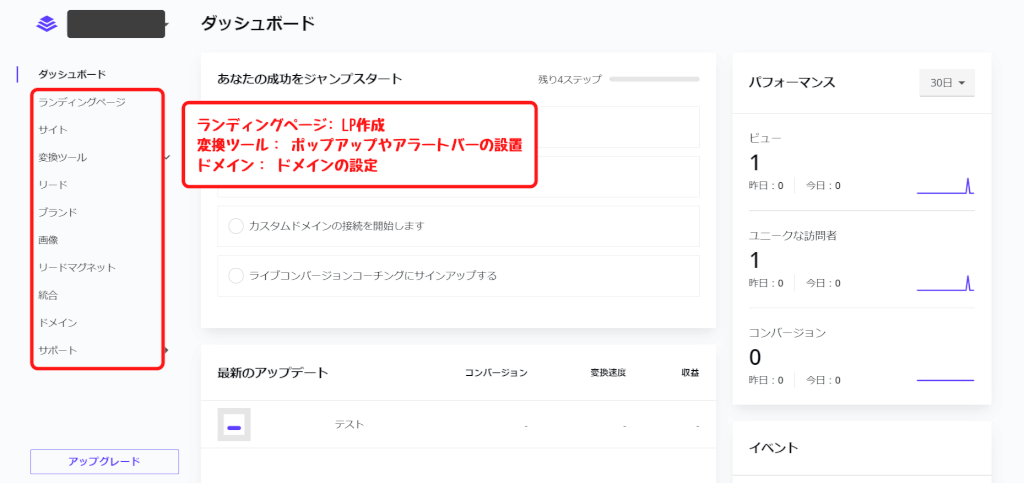 leadpagesの日本語管理画面
