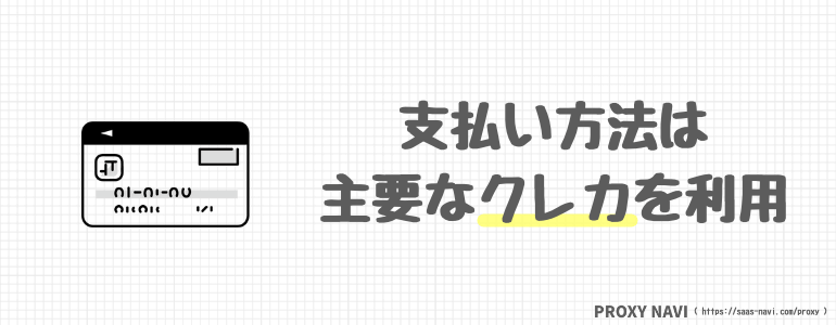 支払い方法は主要なクレカを利用